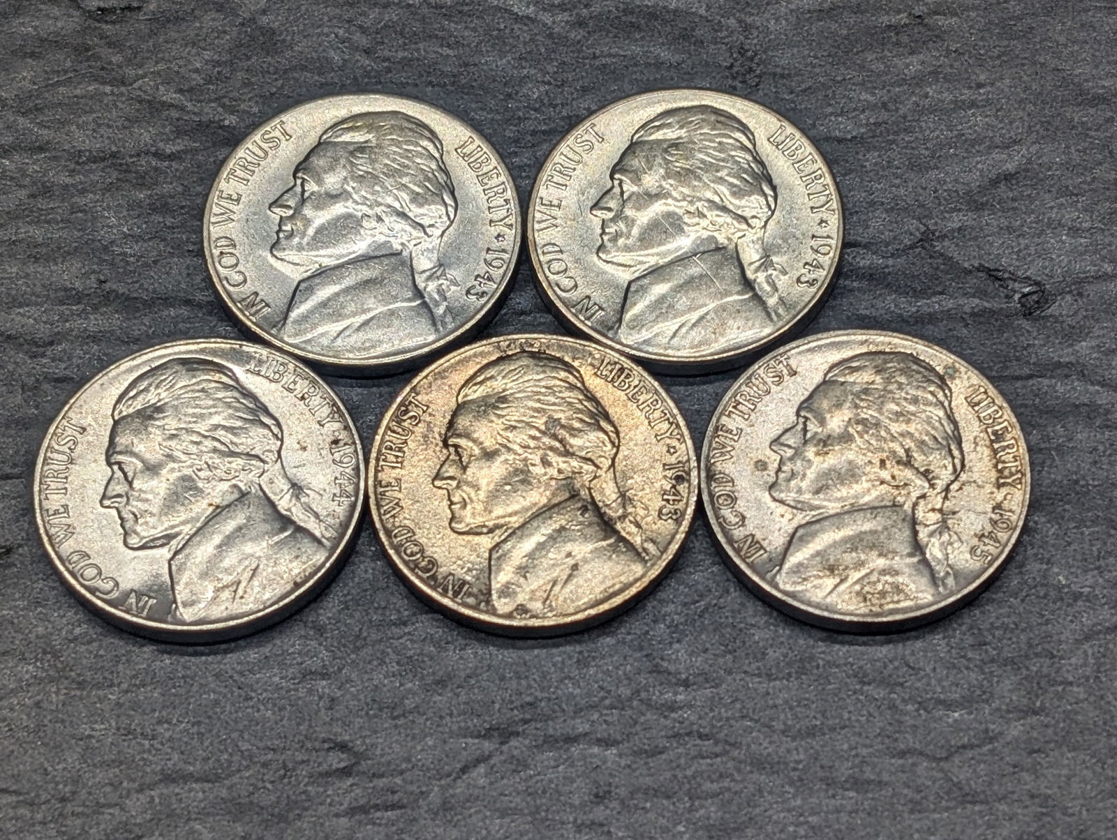 Lot of Five High Grade War Time Nickels (1 of 2)