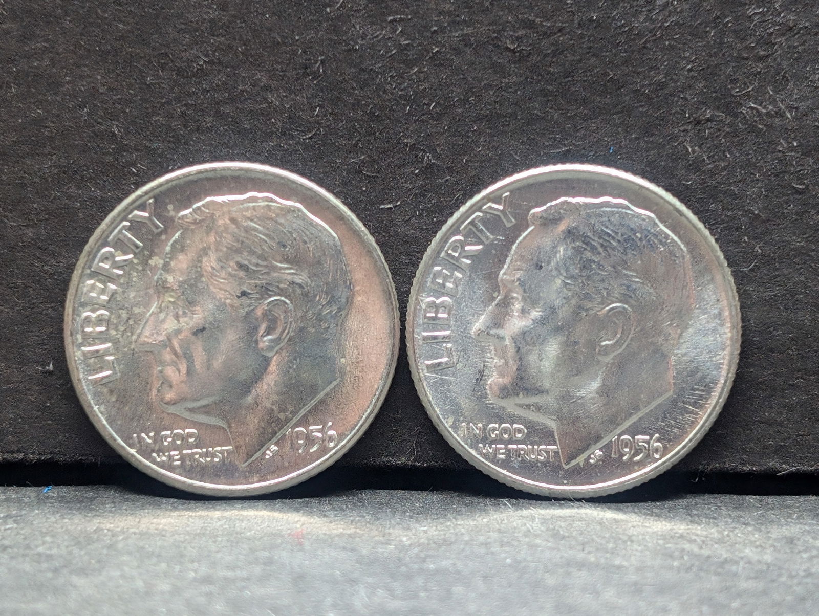 1956-P+D UNC 90% Silver Roosevelt Dimes (1 of 2)