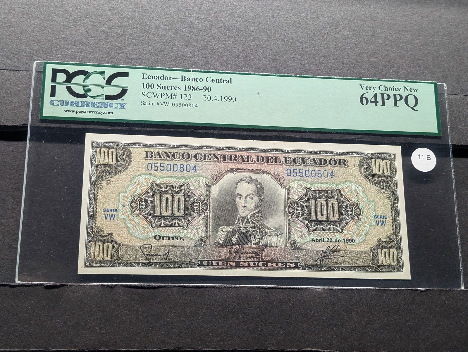 1986-90 Ecuador-Banco Central 100 Sucres.  PCGS 64PPQ. (1 of 4)