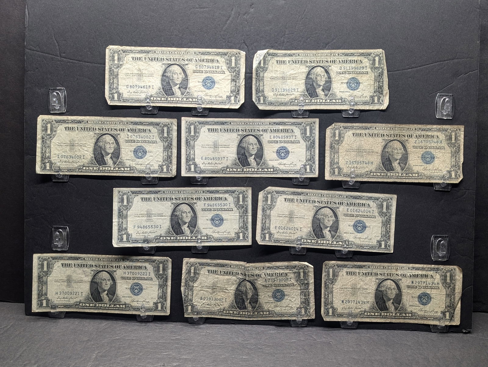 10 - $1 Silver Certs.  All 1935-E.  Circ. (1 of 6)