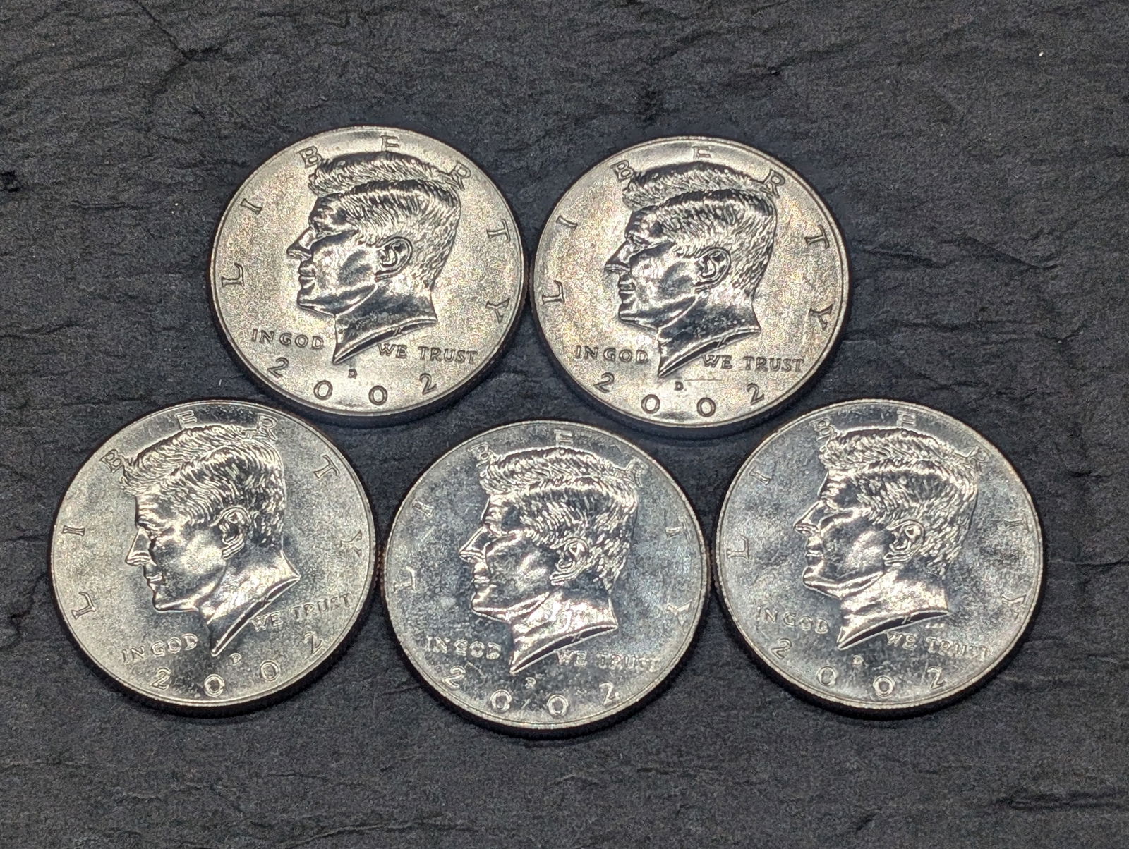 (5) 2002-D Clad Kennedy Half Dollars Uncirculated From Canvas Mint Bag (1 of 2)