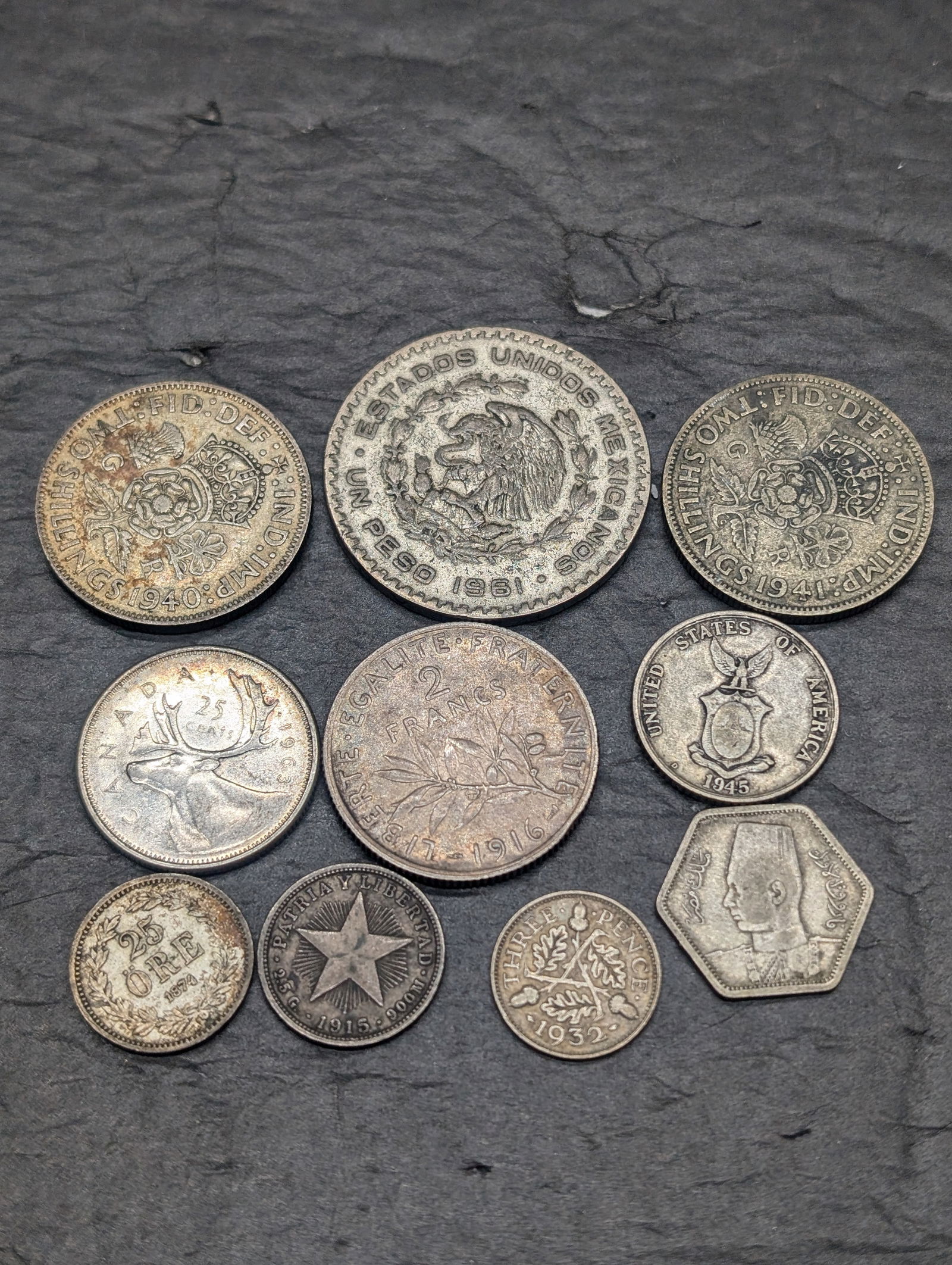 10 Foreign Silver Coins. (1 of 3)