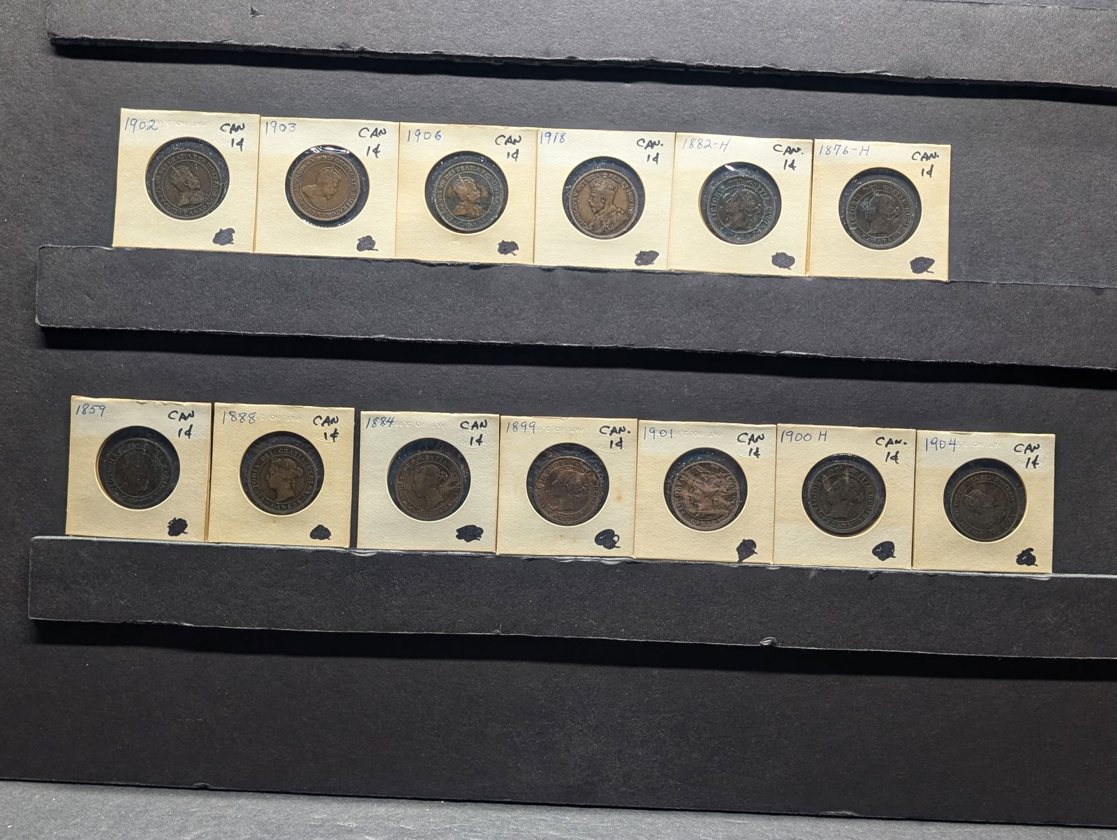 1859-1918 Canada Large Cents.  13 Different Dates.  Circ. (1 of 8)