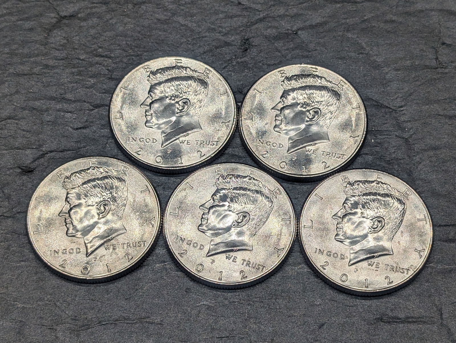 (5) 2012-P Clad Kennedy Half Dollars Uncirculated From Canvas Mint Bag (1 of 2)