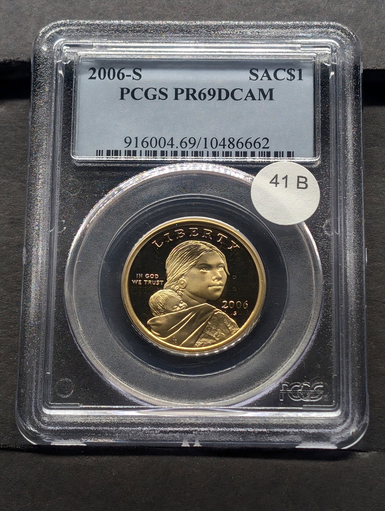 2006-S Sacagawea Dollar. PCGS PR69DCAM.: 2006-S Sacagawea Dollar. PCGS PR69DCAM.