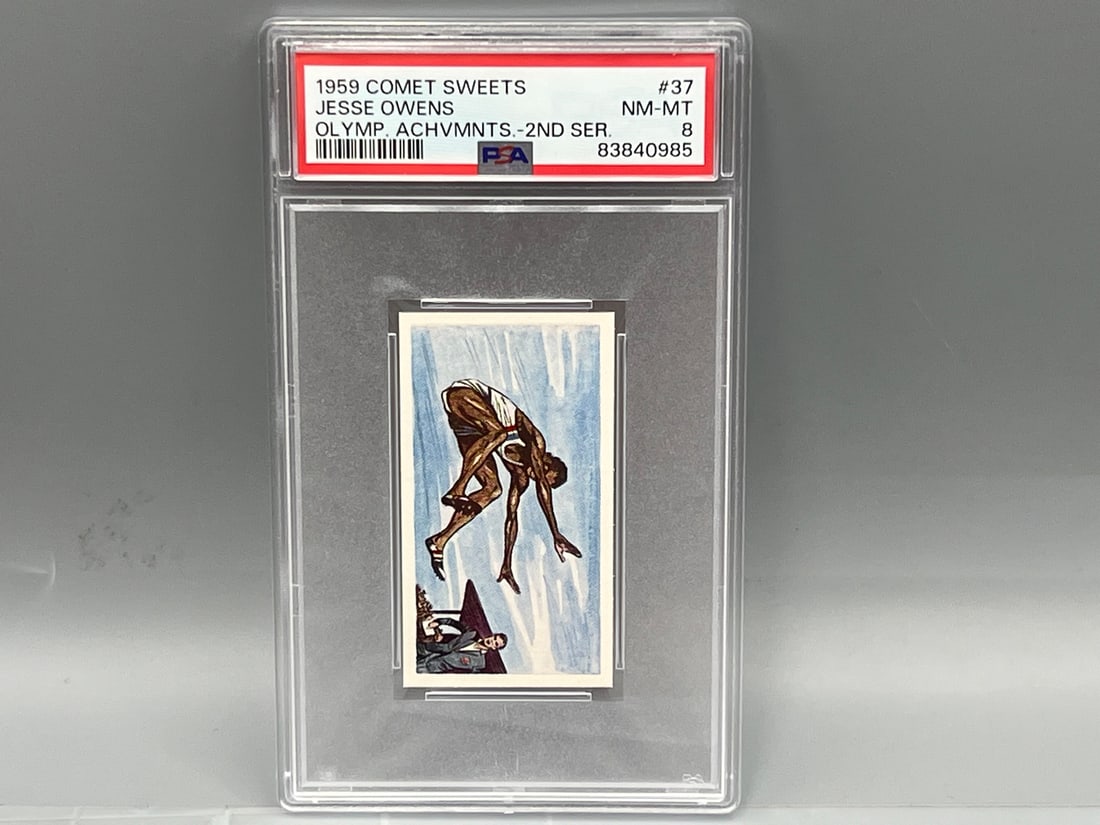 1959 Comet Sweets #37 Jesse Owens - Olympics - PSA 8 NM-MT: 1959 Comet Sweets #37 Jesse Owens - Olympics - PSA 8 NM-MT