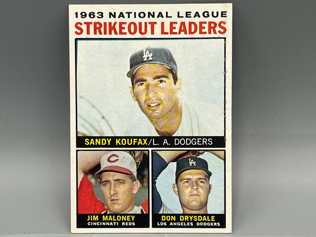 1964 Topps NL Strikeout Leaders Koufax/Maloney/Drysdale #5 (1 of 2)