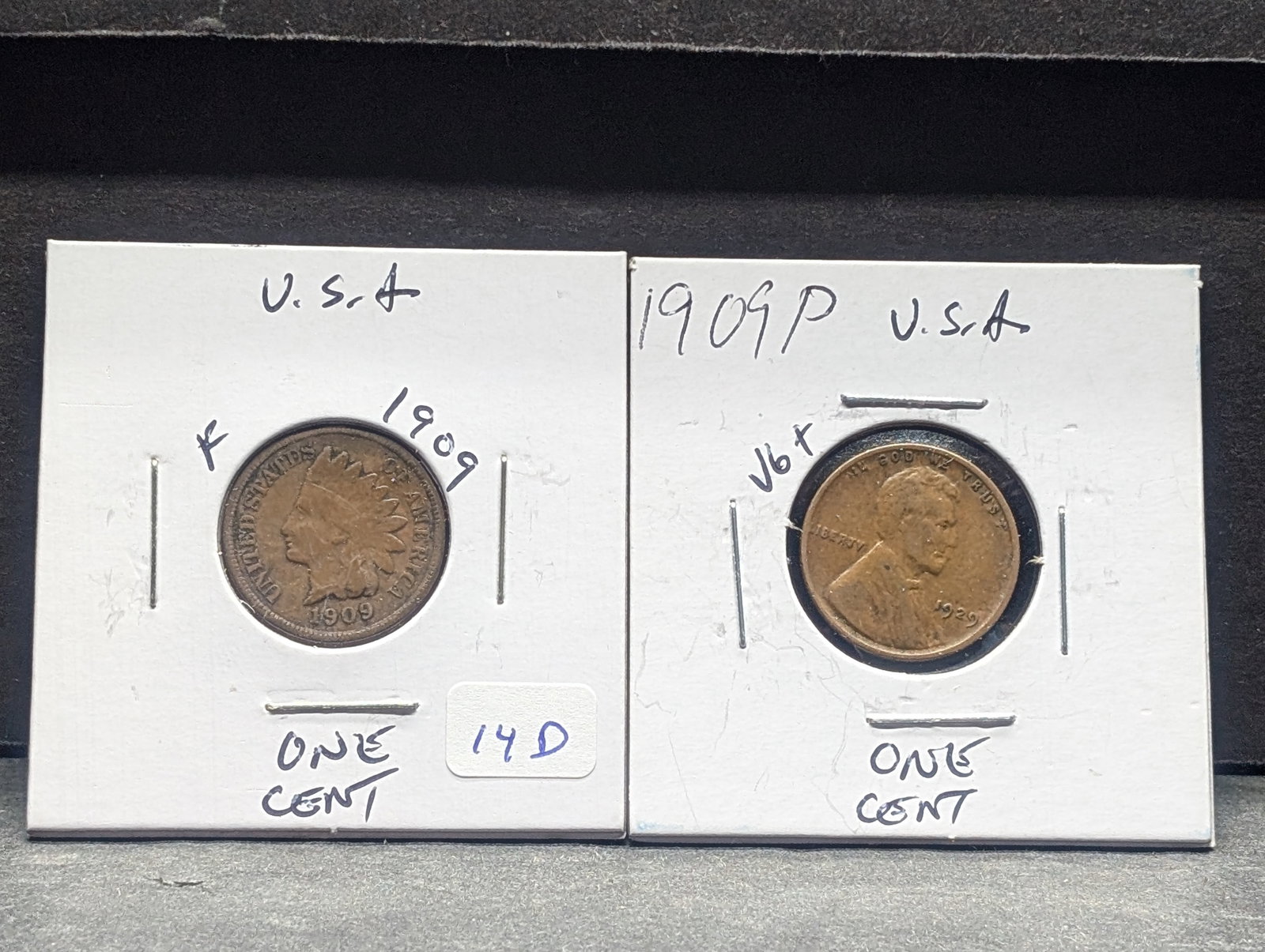 1909 Indian Head Penny - Visible Liberty - Last Year & 1929 Lincoln Wheat (flip labeled incorrectly) (1 of 4)