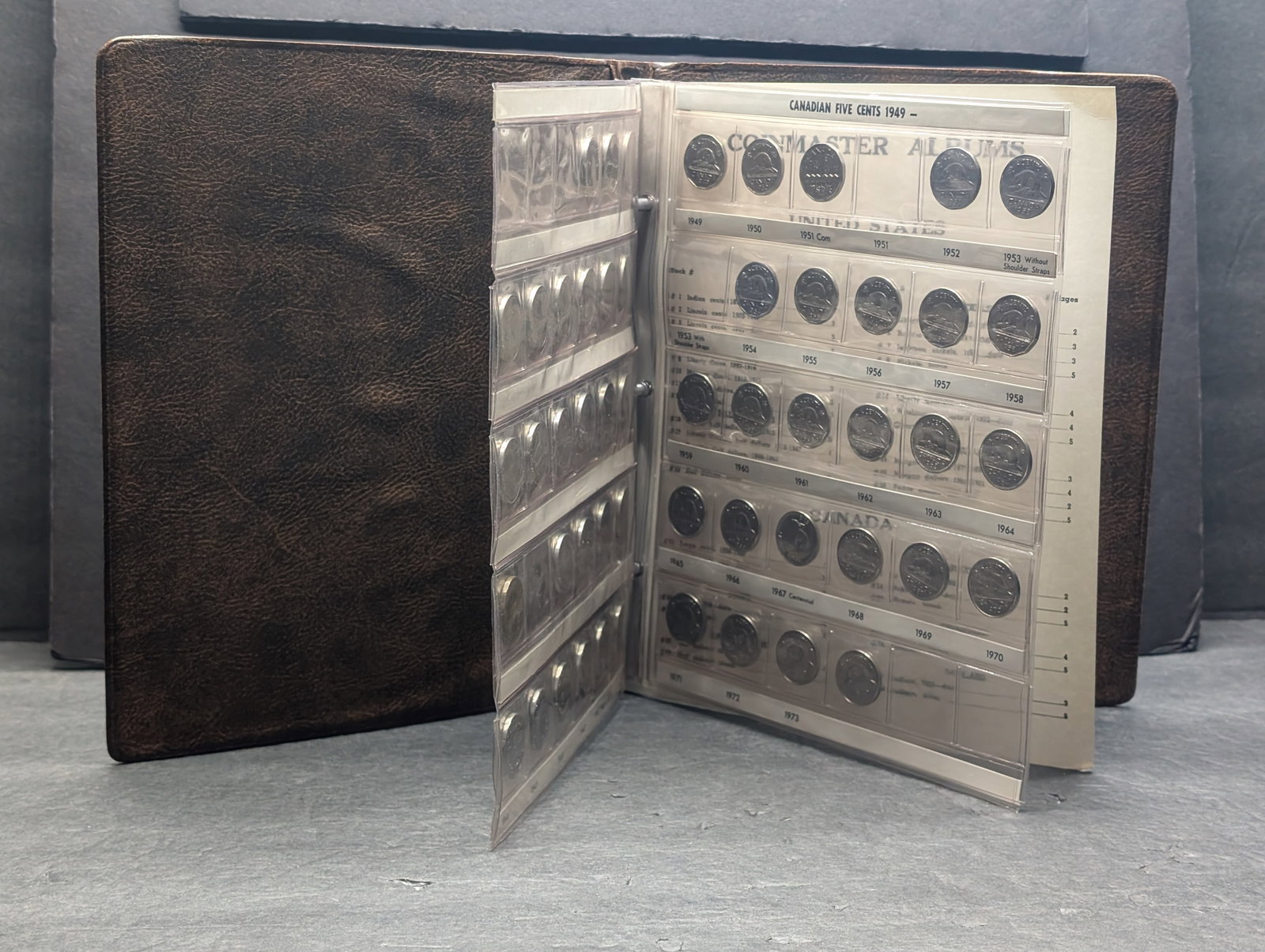 1922-1974 Canadian Nickels 52-Coin Starter Set.  Missing 6 Coins:  1925 26 51 53 1942 Tombac. (1 of 6)