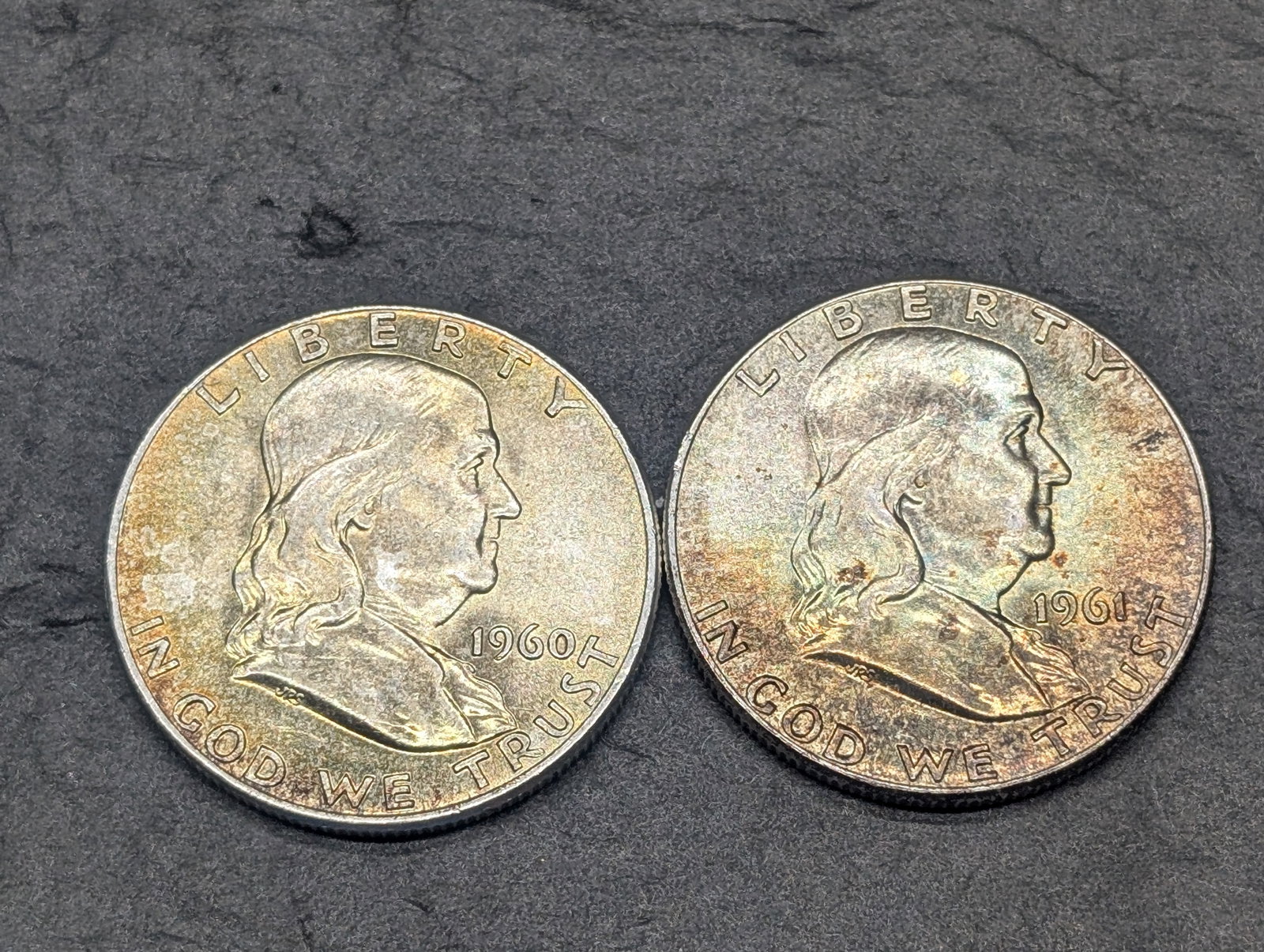 1960 & 61 Franklin Half Dollars - AU (1 of 2)