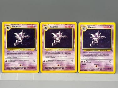 Lot of (3) 1999 Pokemon Fossil Haunter Holo #6/62