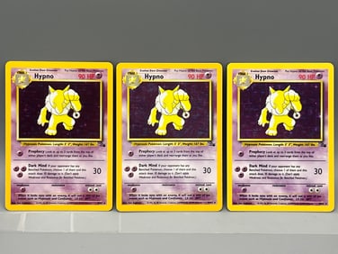 Lot of (3) 1999 Pokemon Fossil Hypno Holo #8/62