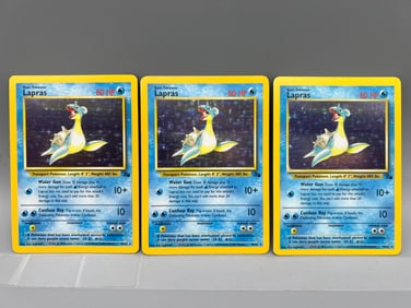 Lot of (3) 1999 Pokemon Fossil Lapras Holo #10/62