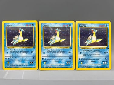 Lot of (3) 1999 Pokemon Fossil Lapras Holo #10/62