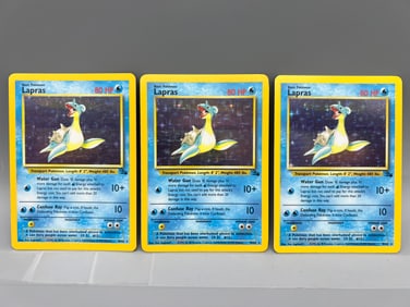 Lot of (3) 1999 Pokemon Fossil Lapras Holo #10/62