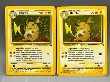 Lot of (2) 1999 Pokemon Fossil Raichu Holo #14/62
