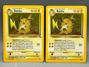 Lot of (2) 1999 Pokemon Fossil Raichu Holo #14/62
