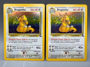 Lot of (2) 1999 Pokemon Fossil Dragonite Holo #4/62