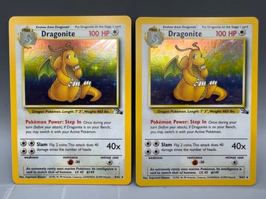Lot of (2) 1999 Pokemon Fossil Dragonite Holo #4/62