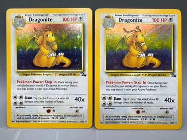 Lot of (2) 1999 Pokemon Fossil Dragonite Holo #4/62
