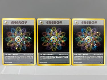 Lot of (3) 1997 Pokemon Rocket Japanese Rainbow Energy Holo