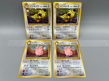 Lot of (4) 1997 Pokemon Jungle Japanese Pidgeot #018 and Clefable Holo #036 Holos