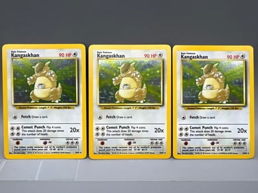 Lot of (3) 1999 Pokemon Jungle No Symbol Error Kangaskhan Holo #5/64