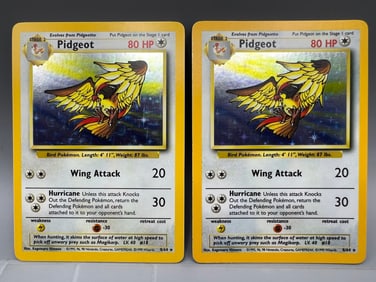 Lot of (2) 1999 Pokemon Jungle No Symbol Error Pidgeot Holo #8/64