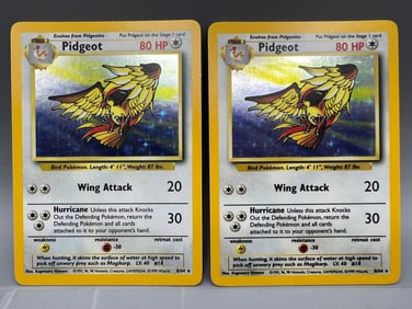 Lot of (2) 1999 Pokemon Jungle No Symbol Error Pidgeot Holo #8/64