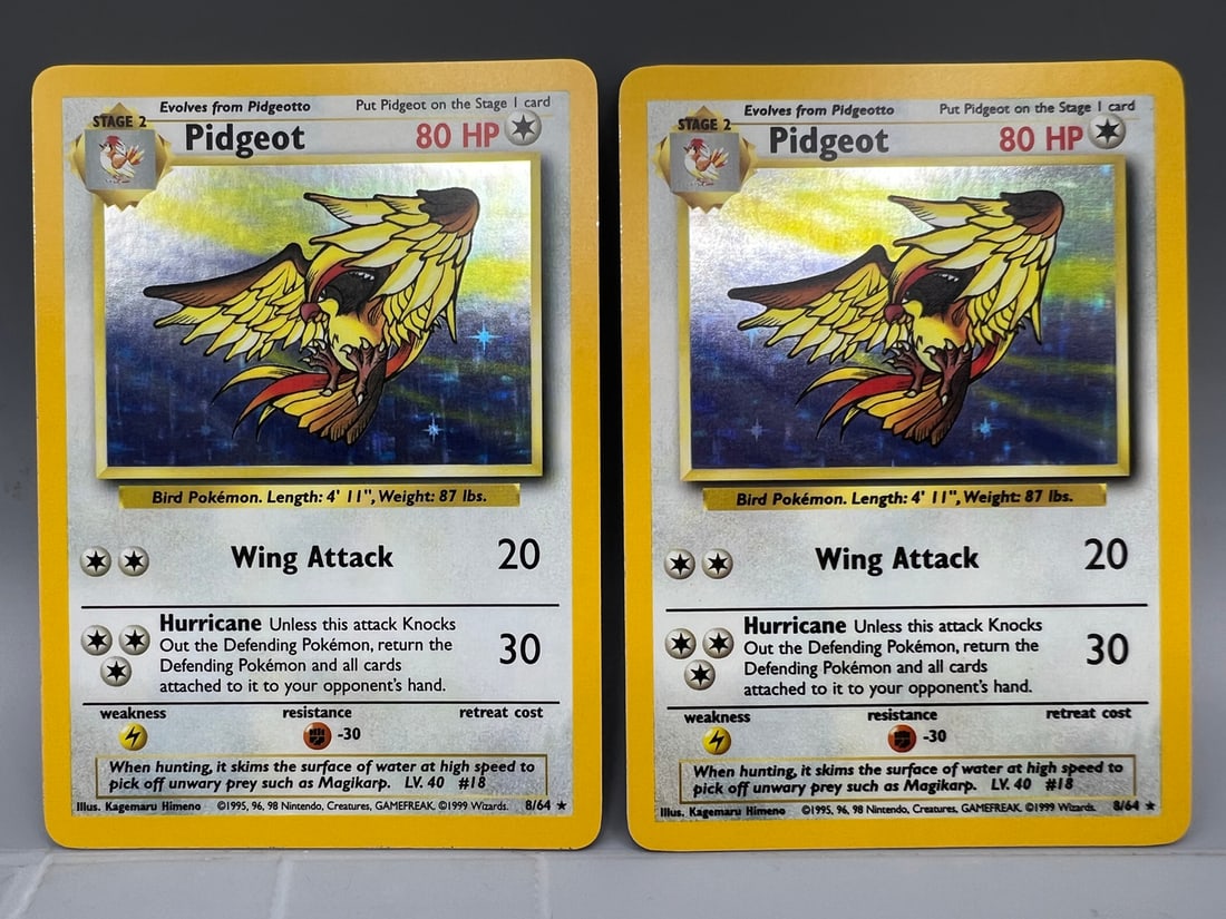 Lot of (2) 1999 Pokemon Jungle No Symbol Error Pidgeot Holo #8/64: Lot of (2) 1999 Pokemon Jungle No Symbol Error Pidgeot Holo #8/64