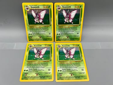 Lot of (4) 1999 Pokemon Jungle No Symbol Error Venomoth Holo #13/64