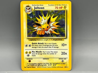 1999 Pokemon Jungle No Symbol Error Jolteon Holo #4/64