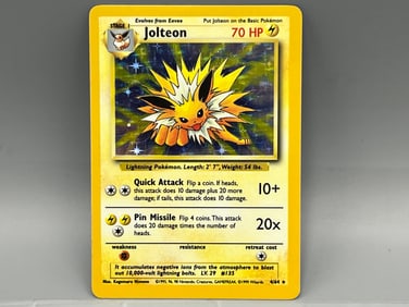 1999 Pokemon Jungle No Symbol Error Jolteon Holo #4/64