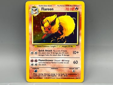 1999 Pokemon Jungle No Symbol Error Flareon Holo #3/64