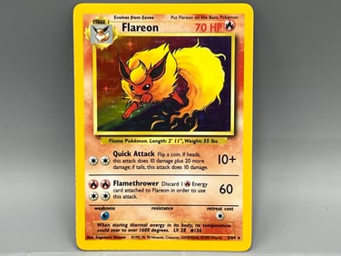 1999 Pokemon Jungle No Symbol Error Flareon Holo #3/64