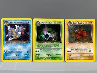 Lot of (3) 2000 Pokemon Rocket Holo Cards - Dark Gyarados, Dark Golbat, & Dark Dugtrio