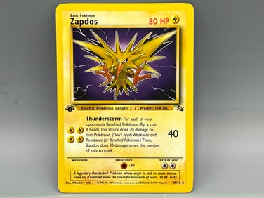 1999 Pokemon Fossil Zapdos 1st Edition #30/62
