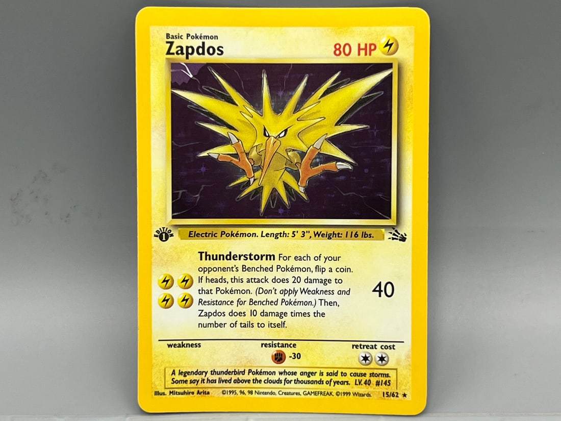 1999 Pokemon Fossil Zapdos 1st Edition Holo #15/62 (1 of 3)