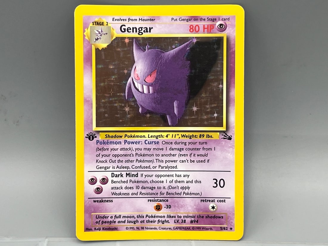1999 Pokemon Fossil Gengar 1st Edition Holo #5/62 (1 of 3)