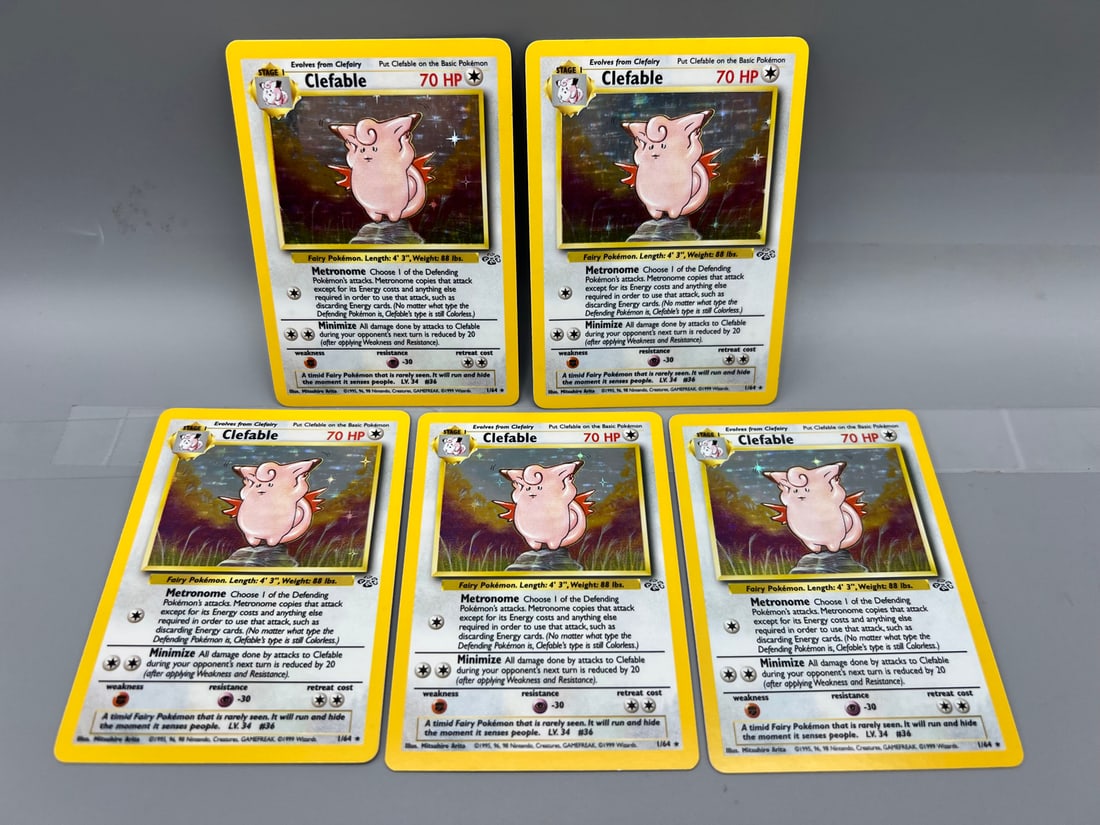 Lot of (5) 1999 Pokemon Jungle Clefable Holo #1/64 (1 of 2)