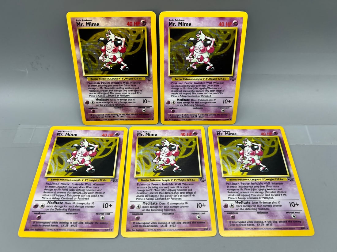 Lot of (5) 1999 Pokemon Jungle Mr. Mime Holo #6/64: Lot of (5) 1999 Pokemon Jungle Mr. Mime Holo #6/64