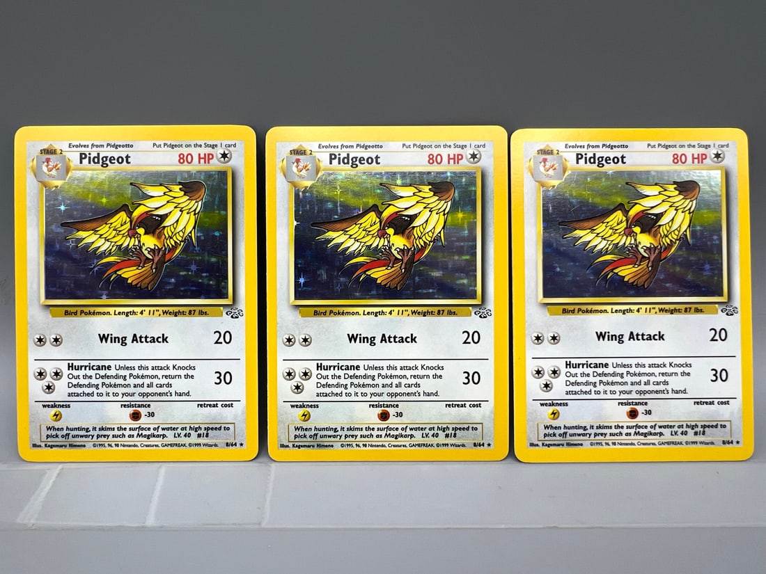 Lot of (3) 1999 Pokemon Jungle Pidgeot Holo #8/64: Lot of (3) 1999 Pokemon Jungle Pidgeot Holo #8/64