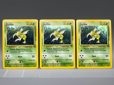 Lot of (3) 1999 Pokemon Jungle Scyther Holo #10/64