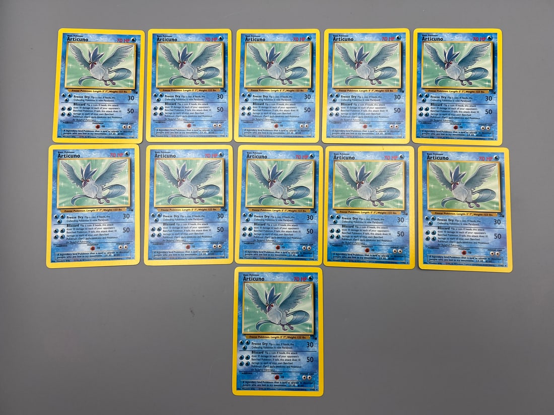 Lot of (11) 1999 Pokemon Fossil Articuno #17/62: Lot of (11) 1999 Pokemon Fossil Articuno #17/62