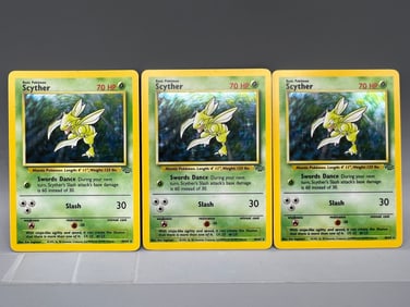 Lot of (3) 1999 Pokemon Jungle Scyther Holo #10/64