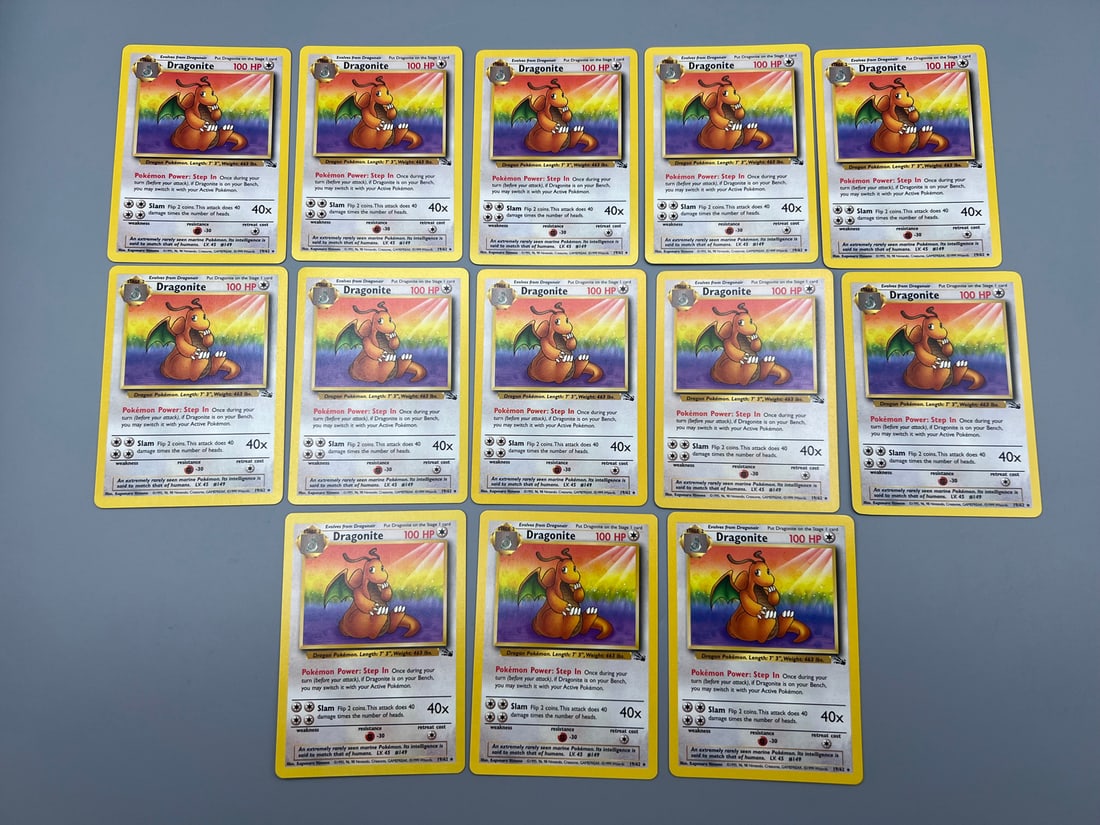 Lot of (13) 1999 Pokemon Fossil Dragonite #19/62: Lot of (13) 1999 Pokemon Fossil Dragonite #19/62