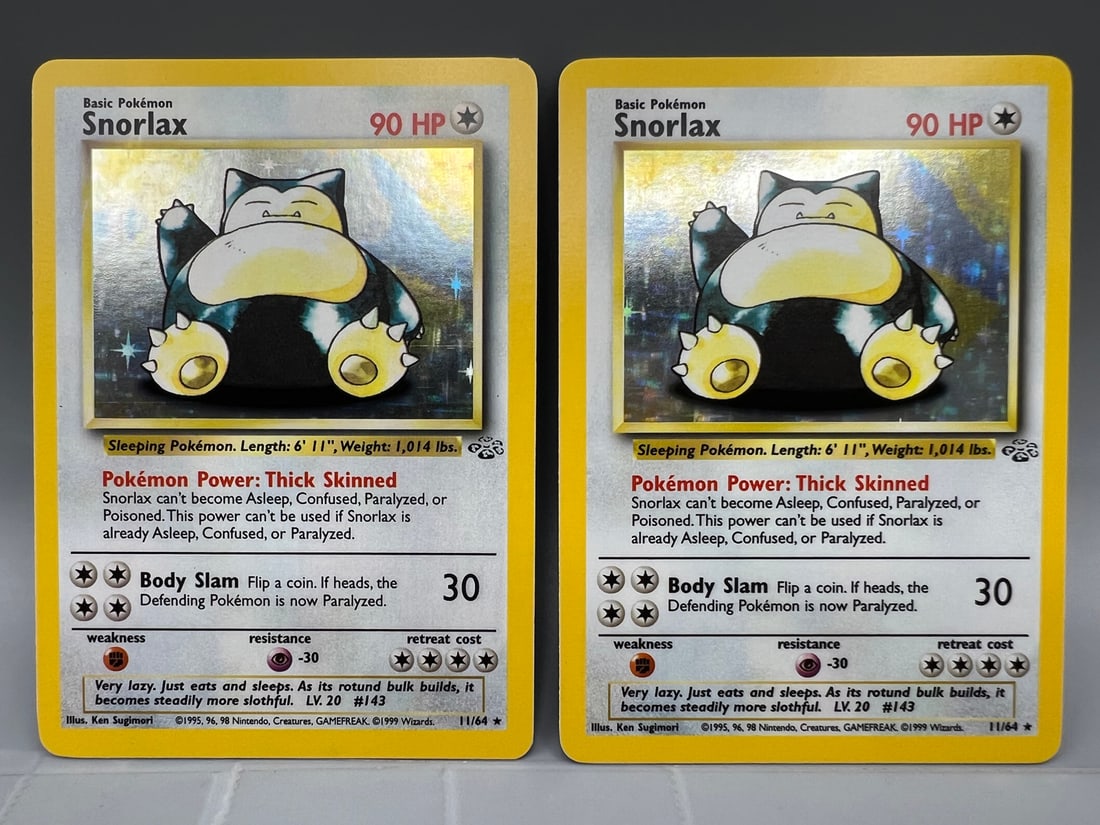 Lot of (2) 1999 Pokemon Jungle Snorlax Holo #11/64: Lot of (2) 1999 Pokemon Jungle Snorlax Holo #11/64