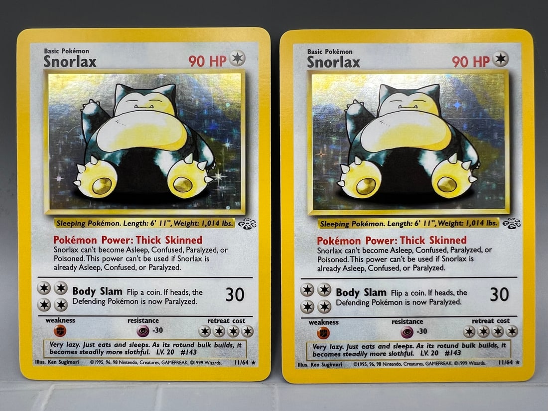 Lot of (2) 1999 Pokemon Jungle Snorlax Holo #11/64: Lot of (2) 1999 Pokemon Jungle Snorlax Holo #11/64