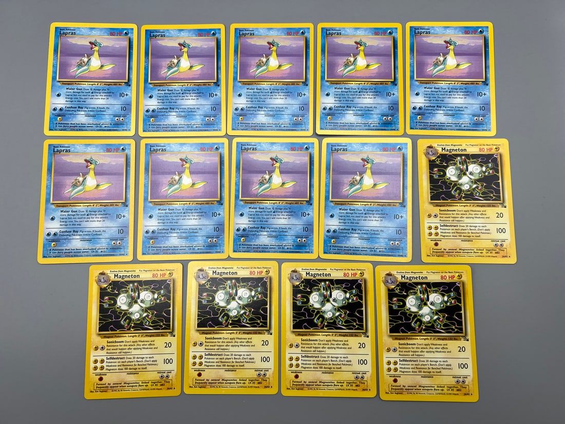 Lot of (14) 1999 Pokemon Fossil Lapras #25/62 & Magneton #26/62: Lot of (14) 1999 Pokemon Fossil Lapras #25/62 & Magneton #26/62