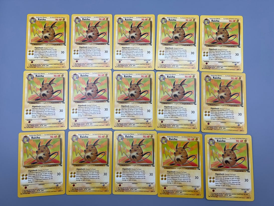 Lot of (15) 1999 Pokemon Fossil Raichu #29/62: Lot of (15) 1999 Pokemon Fossil Raichu #29/62